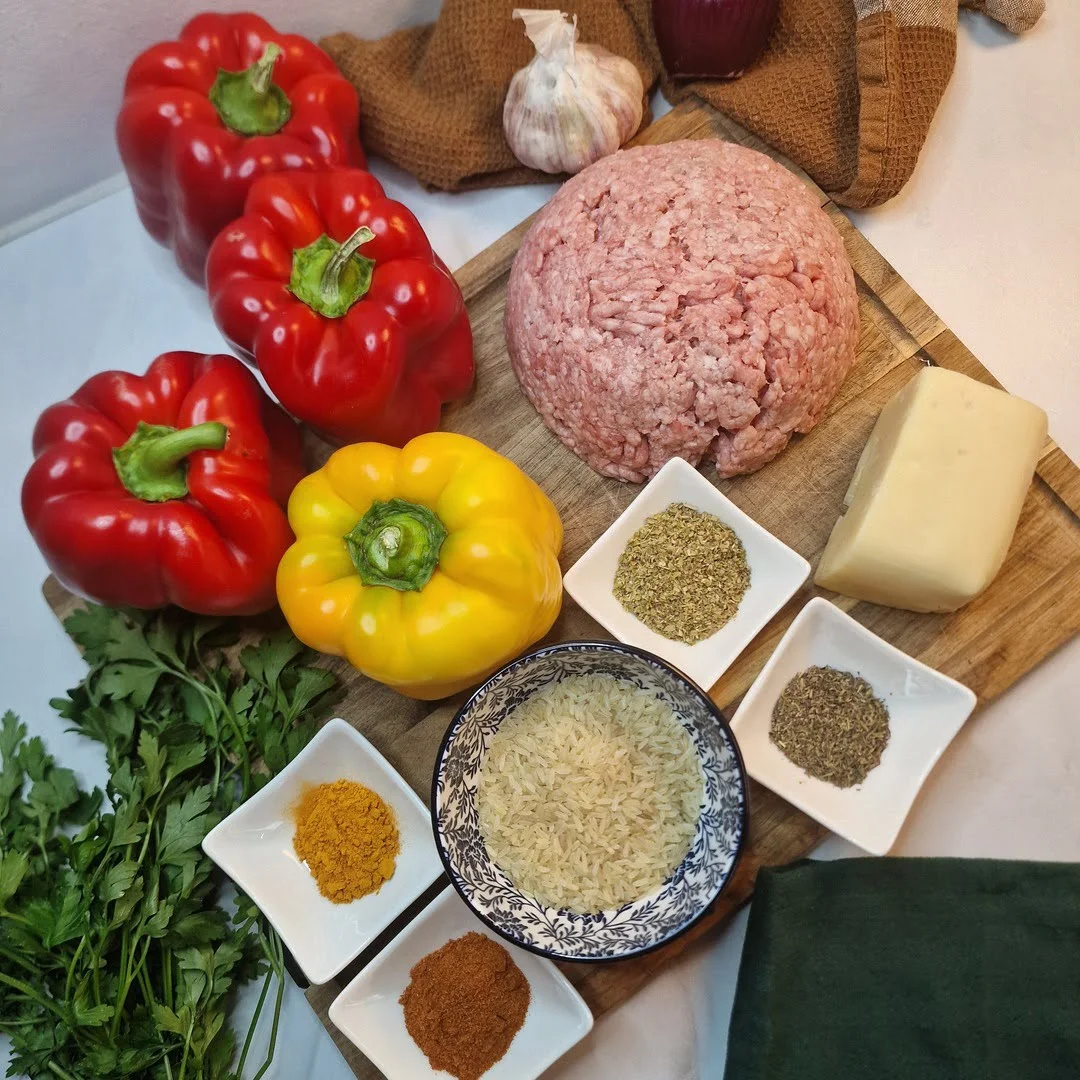 składniki na paprykę faszerowaną mięsem mielonym